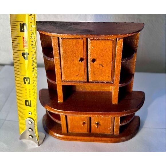 Vintage DTD Norfolk Wooden Doll Furniture -China Cabinet W Working Doors/Shelves - Picture 7 of 8